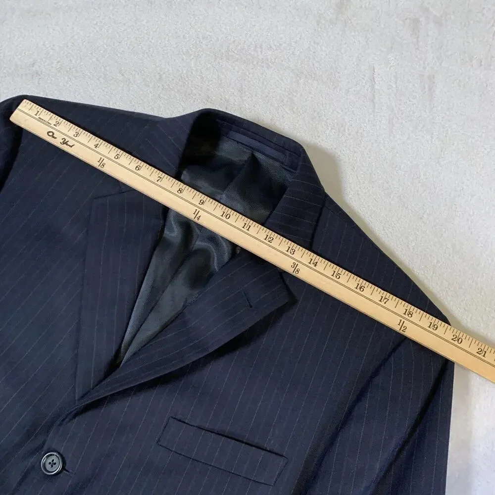 Burberry London Blazer Men's Sport Coat Size 44L Blue 100% Wool Formal Business‎